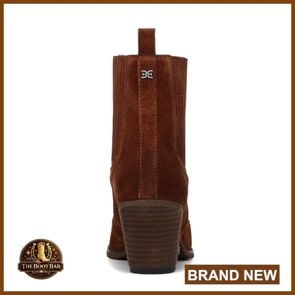 Leather Ankle Booties with 2.3 Inch Heel, Pull-On Closure - Picture 3 of 6